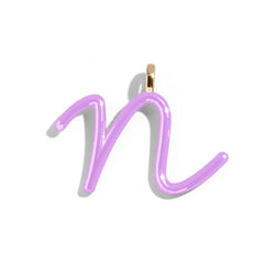 Custom Lilac Enamel Script Letter Charm - N