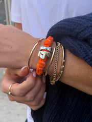 Knotty Varsity Number Custom Bracelet - Tangerine Double Digit