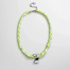 Knotty Varsity Custom Necklace - Lime Green Single Digit