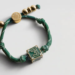 Block Party Varsity Number Custom Bracelet - Dark Green Single Digit