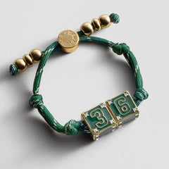 Block Party Varsity Number Custom Bracelet - Dark Green Double Digit