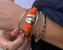 Knotty Varsity Number Custom Bracelet - Tangerine Double Digit