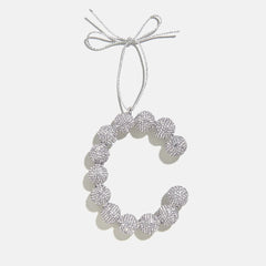 Merry Monogram Ornament - Silver/Pavé