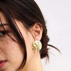 Odette Hammered Statement Studs - Gold