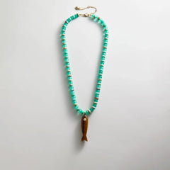 Sun Drift Semi-Precious Pendant Necklace - Brown Fish
