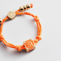 Block Party Varsity Number Custom Bracelet - Tangerine Single Digit