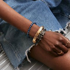 Block Party Varsity Number Custom Bracelet - Onyx Single Digit