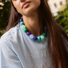 Jane Beaded Necklace - Blue Multi Bead