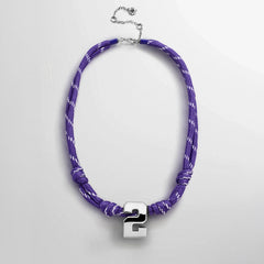 Knotty Varsity Custom Necklace - Purple Single Digit