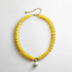 Janette Beaded Ring Necklace - Citrine
