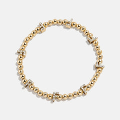 Gold/Pavé Repeating Initial Pisa Bracelet - F