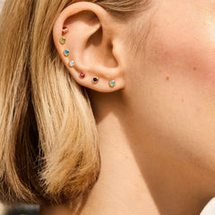 18K Gold Birthstone Stud Earrings - Peridot