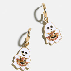 Ghosting Around Glow-In-The-Dark Kids' Halloween Earrings - White