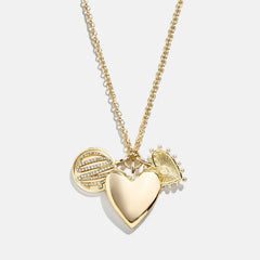 Heart Cluster Charm Necklace - Heart