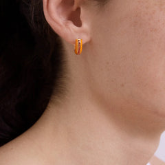Game Day Enamel Huggie Earrings - Light Orange