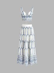 Printed Sleeveless Tie Back Skirt Set