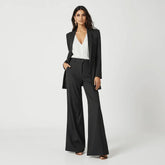 Women’s High-Waist Pinstripe Wide-Leg Trousers – Elegant Office Style