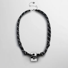 Knotty Varsity Custom Necklace - Onyx Single Digit