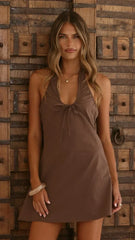Elsie Mini Dress - Brown