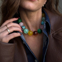 Jane Beaded Necklace - Natural Multi Bead