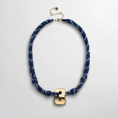 Knotty Varsity Custom Necklace - Navy Single Digit