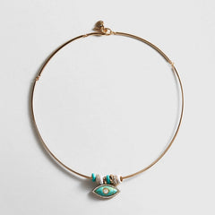 Evil Eye Collar Necklace - Gold/Blue