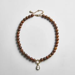 Janette Beaded Ring Necklace - Tiger's Eye
