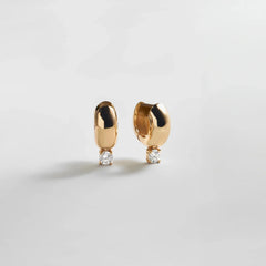 Kourtney Huggie Earrings - Kourtney Gold Plated Brass Earrings