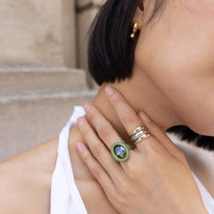 Joy Pop Cubic Zirconia Ring - Dark Green/Olive Green