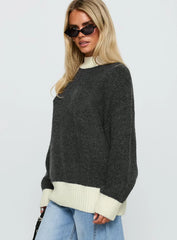 Broken Hearts Club Knit Sweater Grey