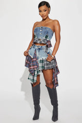 Rad In Plaid Skirt - Medium Wash