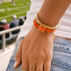 Block Party Varsity Number Custom Bracelet - Tangerine Single Digit