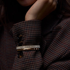 Helena Crystal Hinge Bangle - Gold/Pavé