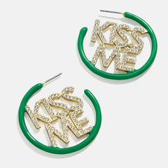 Kiss Me I'm Irish Earrings - Green/Gold