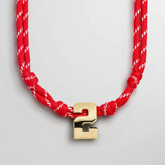 Knotty Varsity Custom Necklace - Cherry Red Single Digit