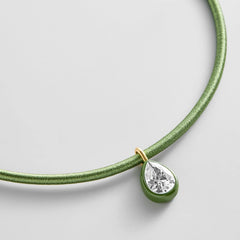Lindsey Crystal Collar Necklace - Olive Green