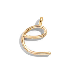 Custom Gold Enamel Script Letter Charm - E