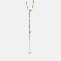 Yasmine Gold Lariat Necklace - Gold/Pavé