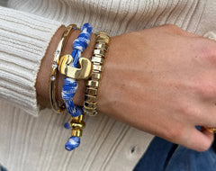 Knotty Initial Custom Bracelet - Royal Blue/White Double Letters