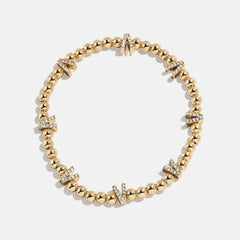 Gold/Pavé Repeating Initial Pisa Bracelet - V
