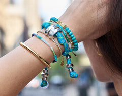 Knotty Initial Custom Bracelet - Aqua Single Letter