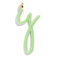Custom Matcha Green Enamel Script Letter Charm - Y
