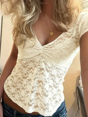 Darling Allure Ruched Lace Blouse