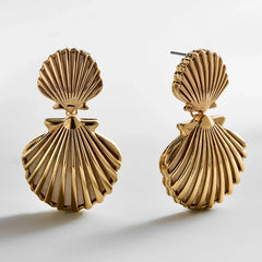 Marni Seashell Earrings - Gold/Pearl