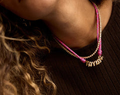 Bubble Letter Custom Paracord Necklace - Hot Pink