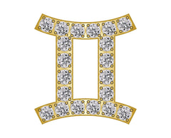 Gemini Mini Zodiac Icon - Pavé/Gold