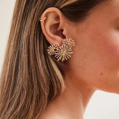 Disney Firework Stud Earrings - Gold/Pavé