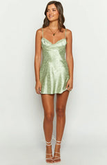 Noeline Olive Satin Mini Dress