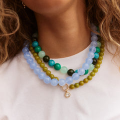 Janette Beaded Ring Necklace - Olive
