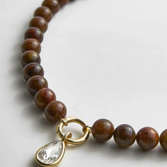 Janette Beaded Ring Necklace - Tiger's Eye
